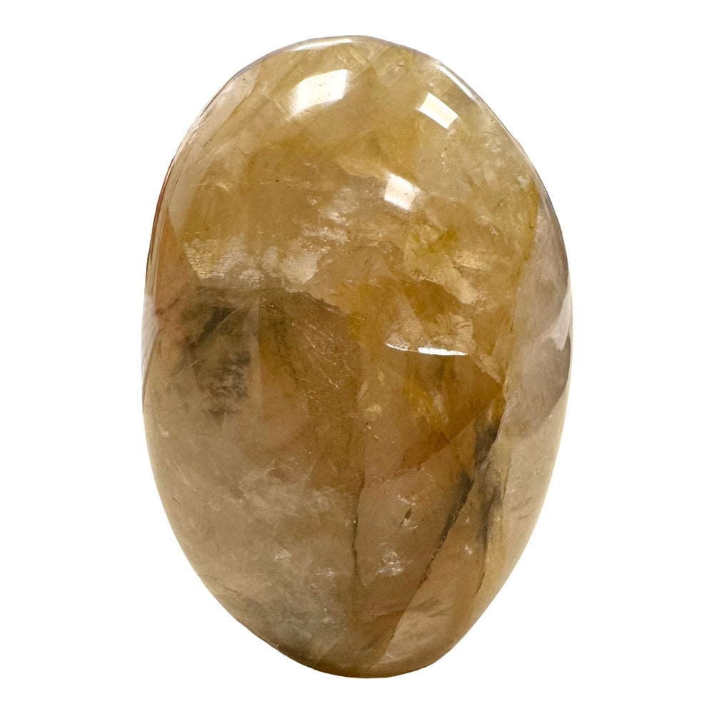 GeoFossils Golden Healer with Girasol Freeform 9cm – exact crystal shown, polished quartz freeform with golden inclusions and opalescent glow.