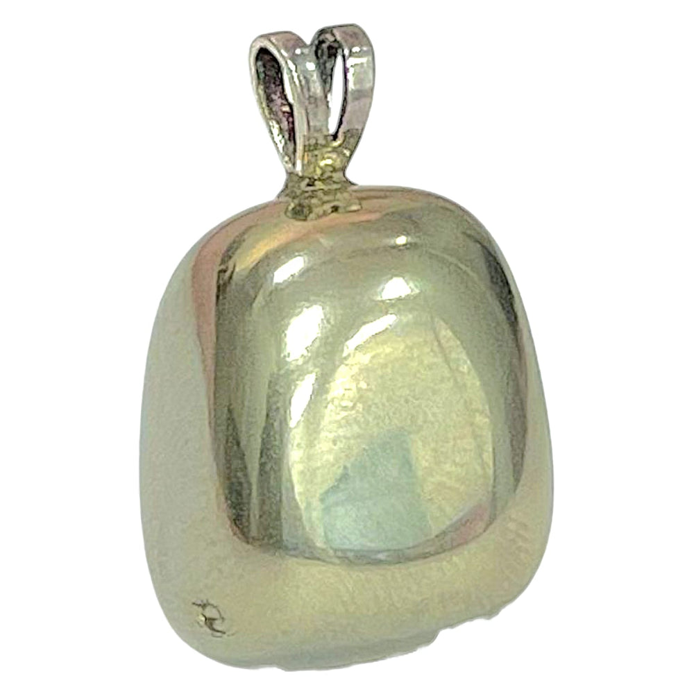 Healer’s Gold pendant with shimmering gold and black tones set in hallmarked sterling silver – crystal necklace for energy balance, protection and vitality