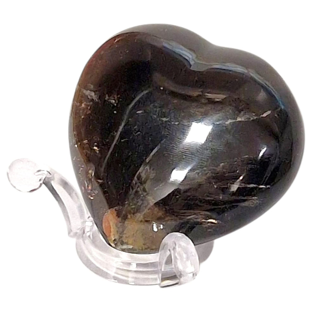 GeoFossils Small Morion Quartz Heart with Rainbows – Deep Grounding Crystal with Natural Light Refraction