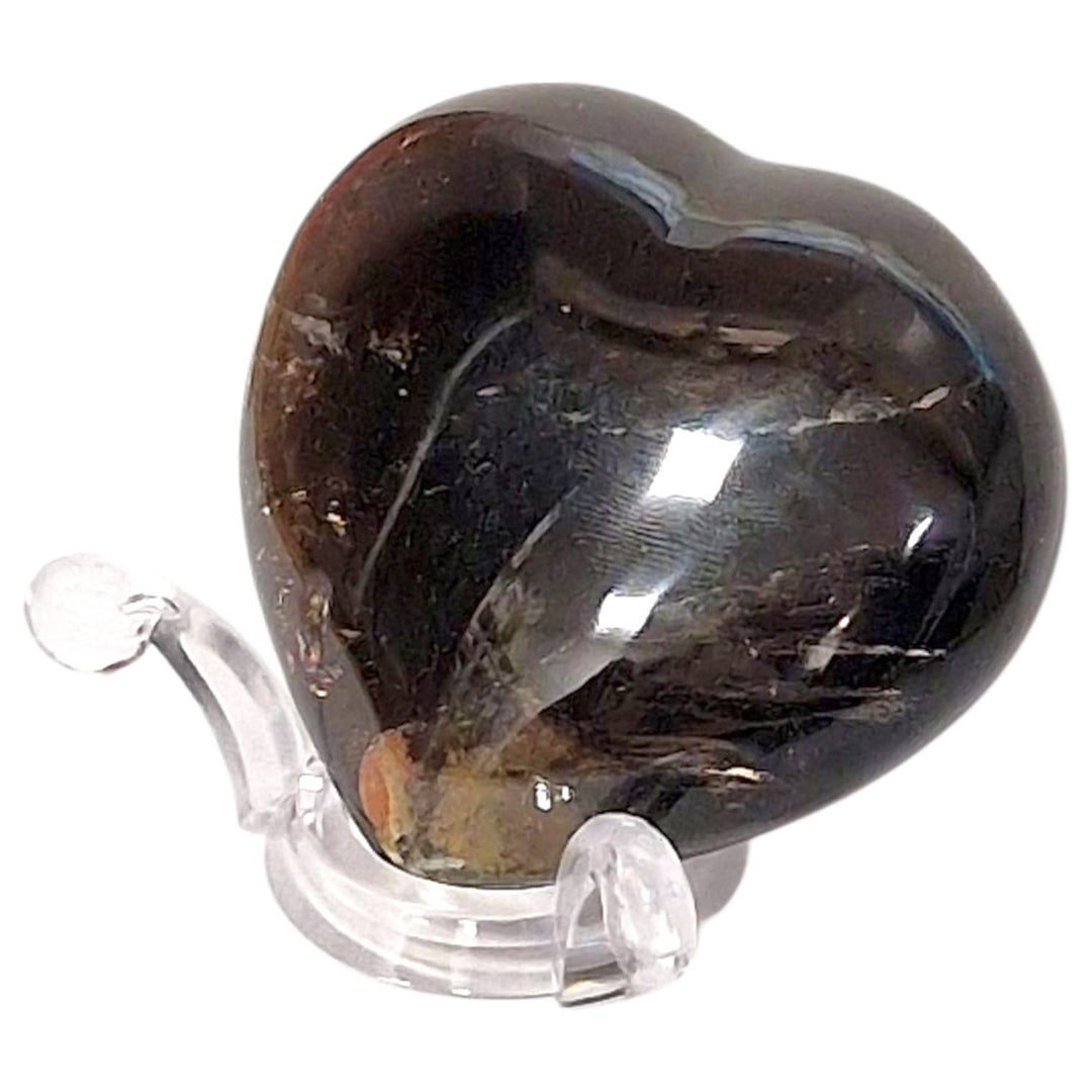 GeoFossils Small Morion Quartz Heart with Rainbows – Deep Grounding Crystal with Natural Light Refraction