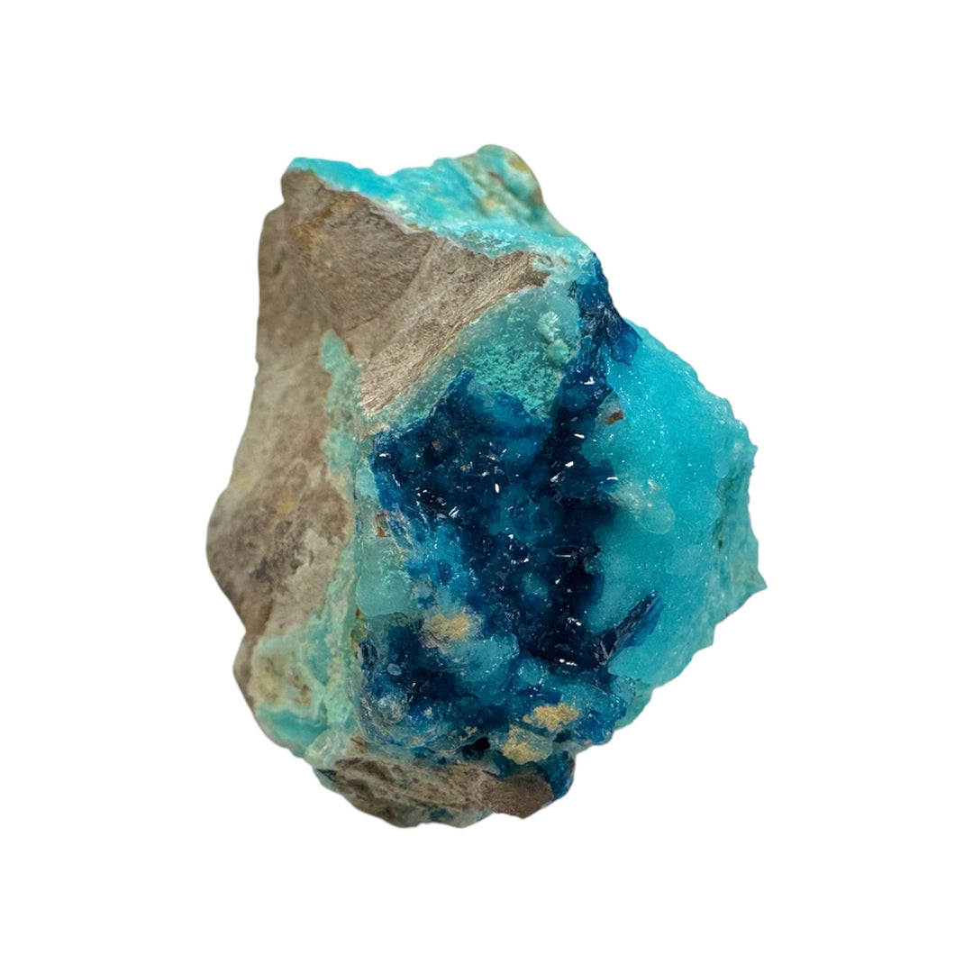 GeoFossils Hemimorphite Specimen 230g (DRC) – exact blue-green zinc silicate crystal shown, for compassion, communication, and emotional healing. Prepared in the UK.