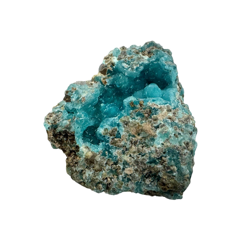 GeoFossils Hemimorphite Specimen 48g (DRC) – exact crystal shown, blue-green zinc silicate for communication, compassion, and healing. Natural gemstone prepared in the UK.
