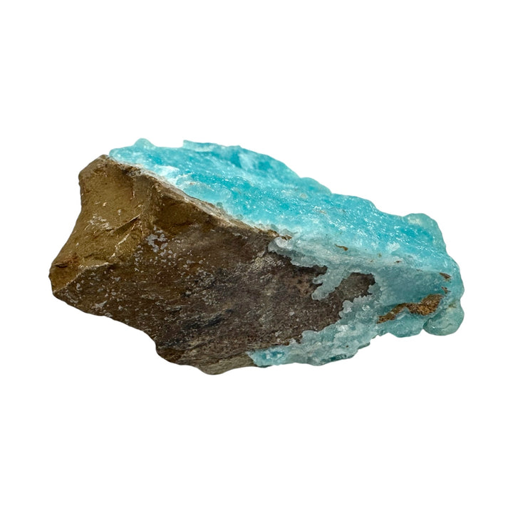 GeoFossils Hemimorphite Specimen 60g (DRC) – exact blue-green zinc silicate crystal shown, for communication, compassion, and emotional healing. Prepared in the UK.