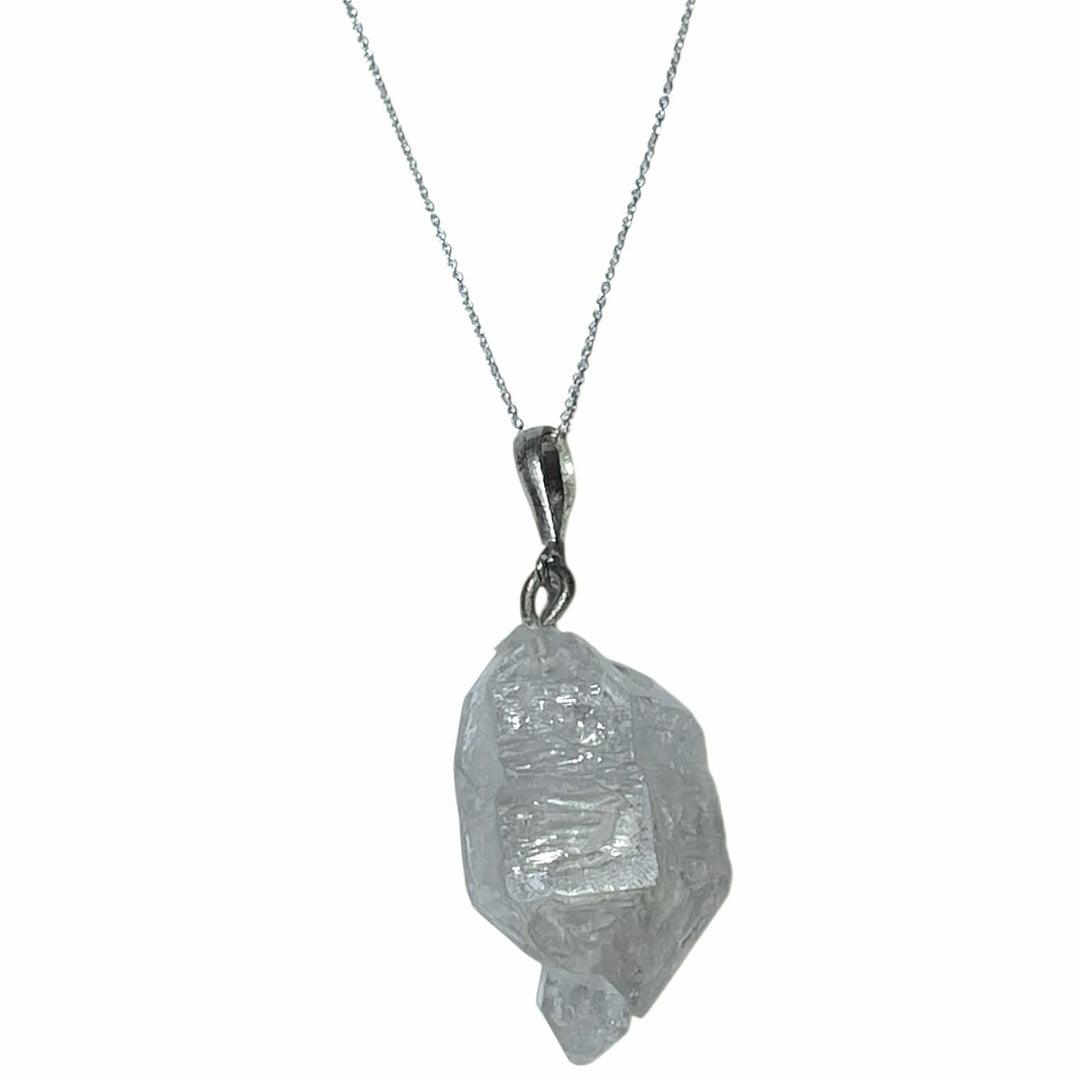 Herkimer Diamond pendant with clear double-terminated crystal set in hallmarked sterling silver – crystal necklace for clarity, amplification and spiritual growth