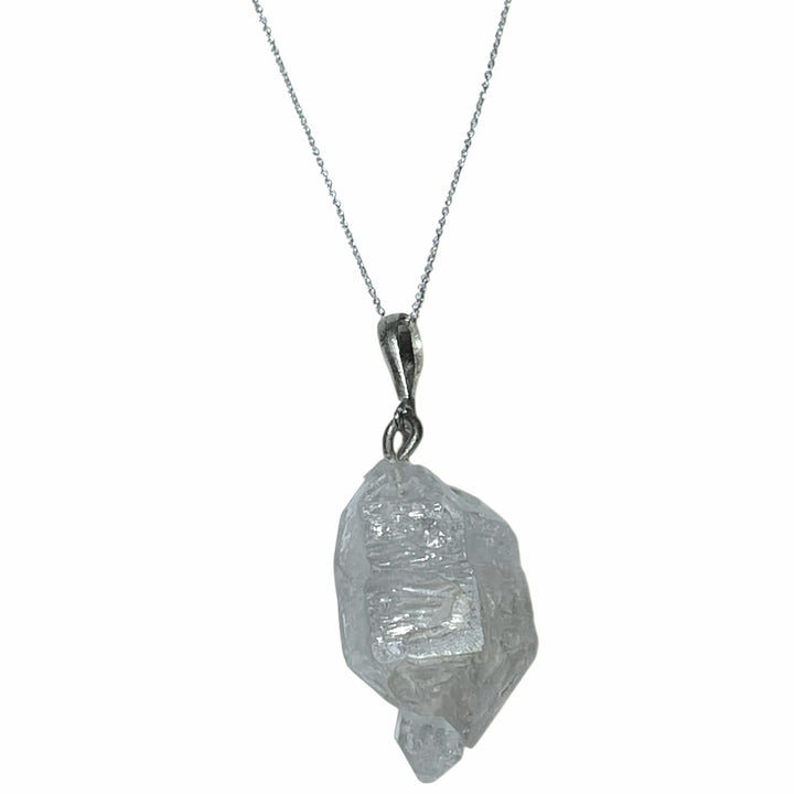 Herkimer Diamond pendant with clear double-terminated crystal set in hallmarked sterling silver – crystal necklace for clarity, amplification and spiritual growth