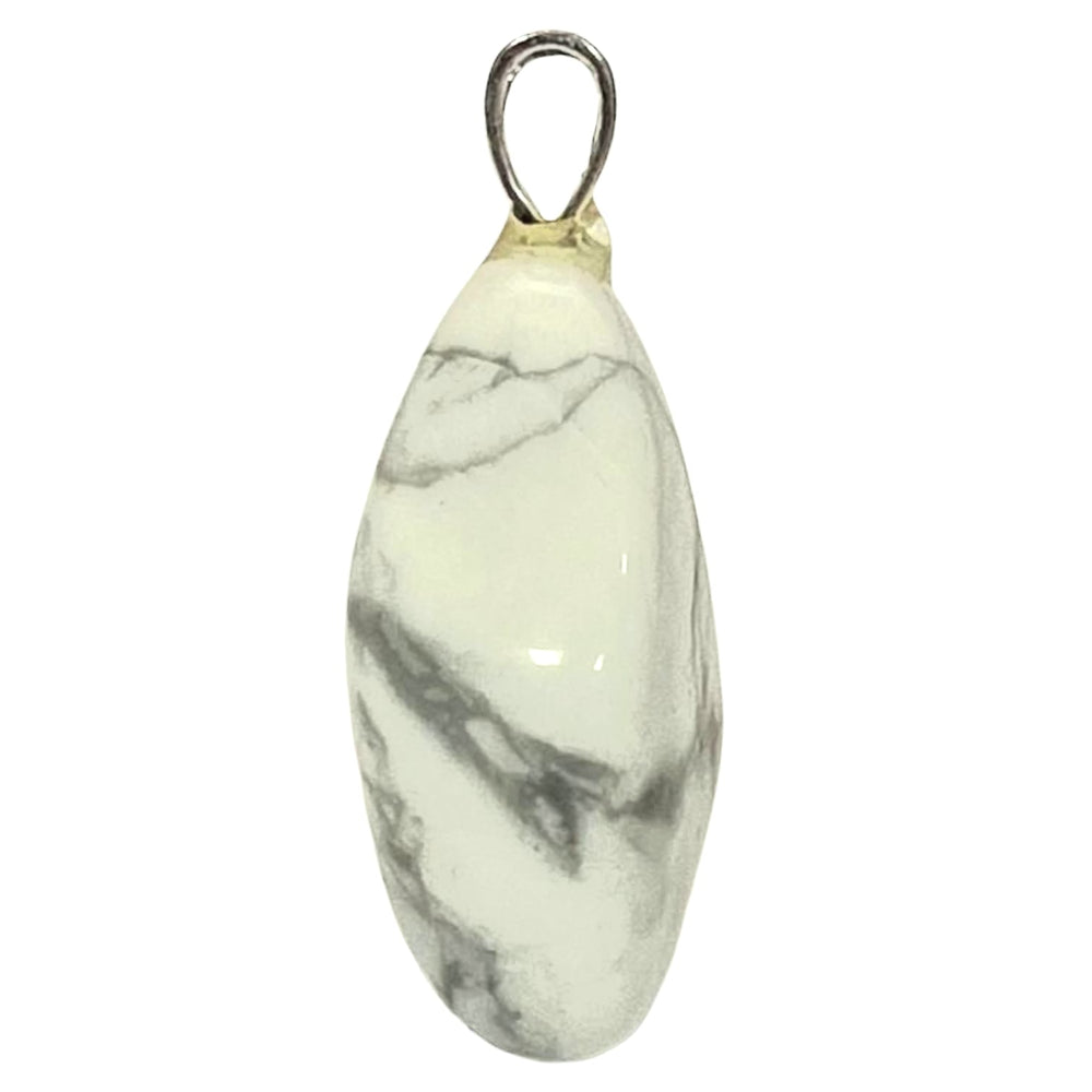 Howlite pendant with white and grey marbling set in hallmarked sterling silver – crystal necklace for stress relief, clarity, and peaceful focus