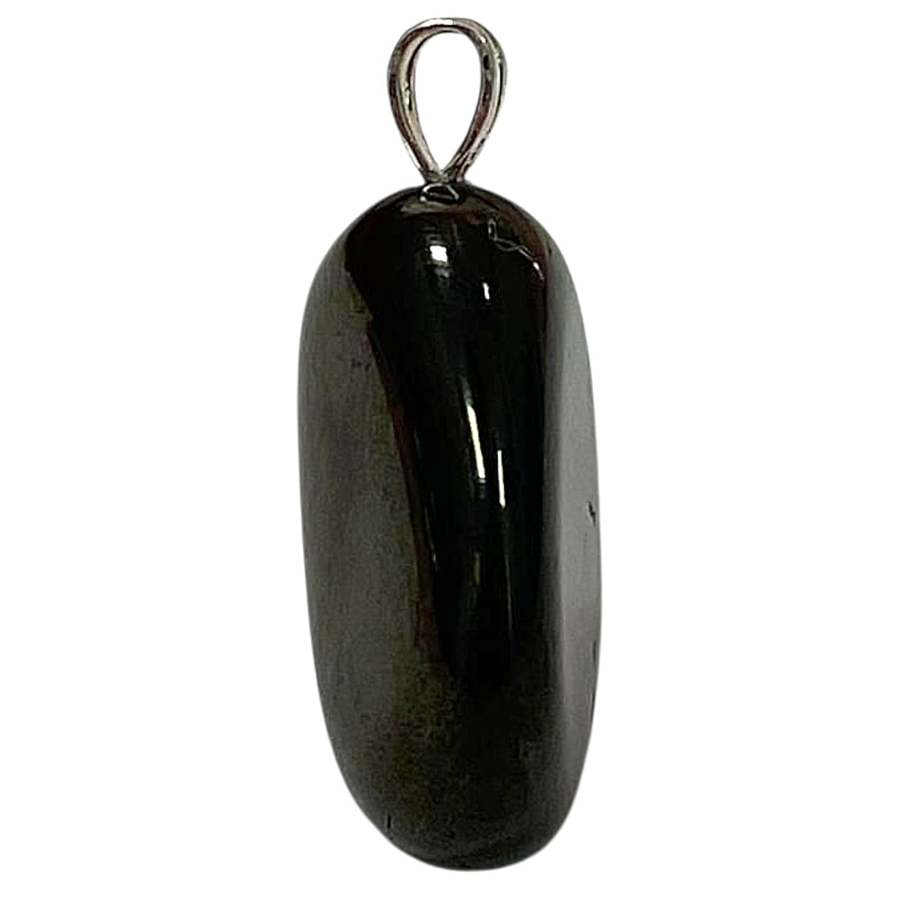Jet pendant with deep black tones set in hallmarked sterling silver – crystal necklace for grounding, emotional healing and psychic protection