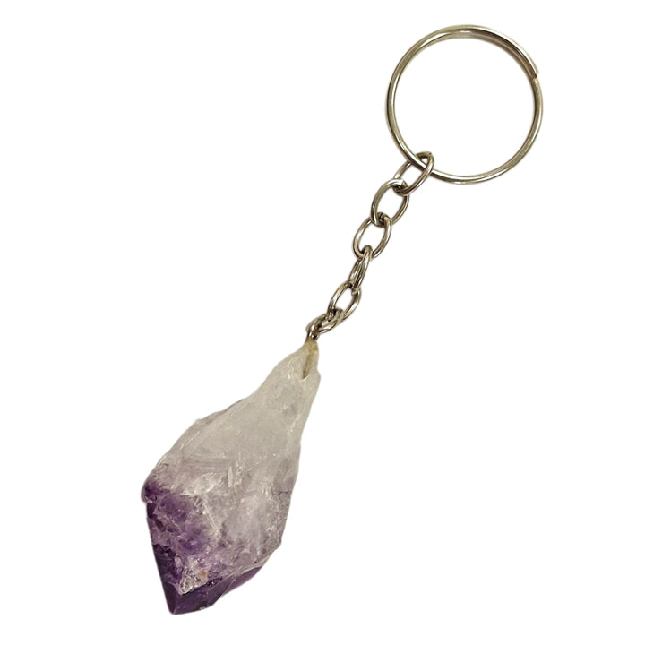 GeoFossils Crystal Keyring Collection featuring Black Tourmaline, Quartz Cluster, Smokey Quartz, and Citrine for grounding, protection, clarity, and positivity.