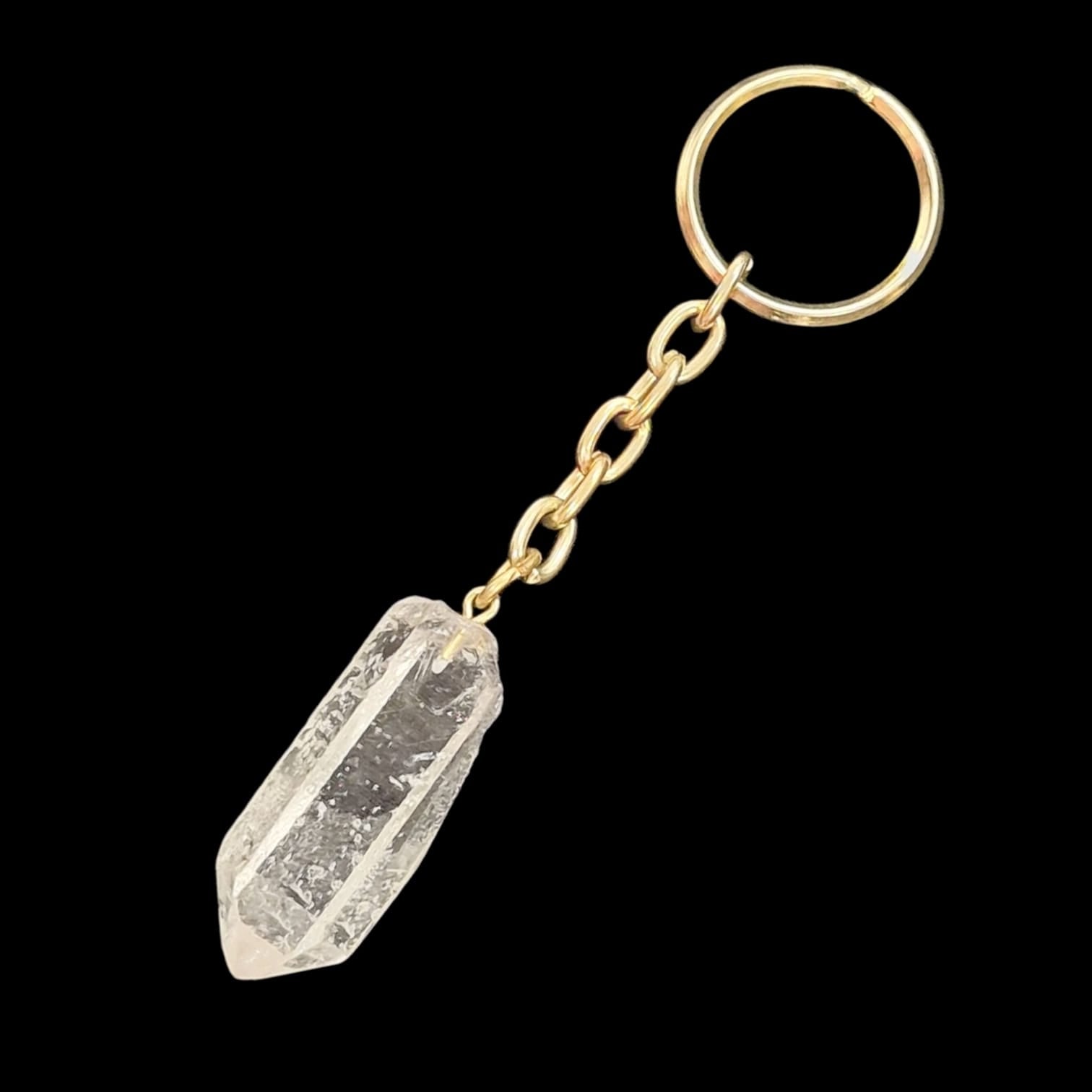 GeoFossils Crystal Keyring Collection featuring Black Tourmaline, Quartz Cluster, Smokey Quartz, and Citrine for grounding, protection, clarity, and positivity.