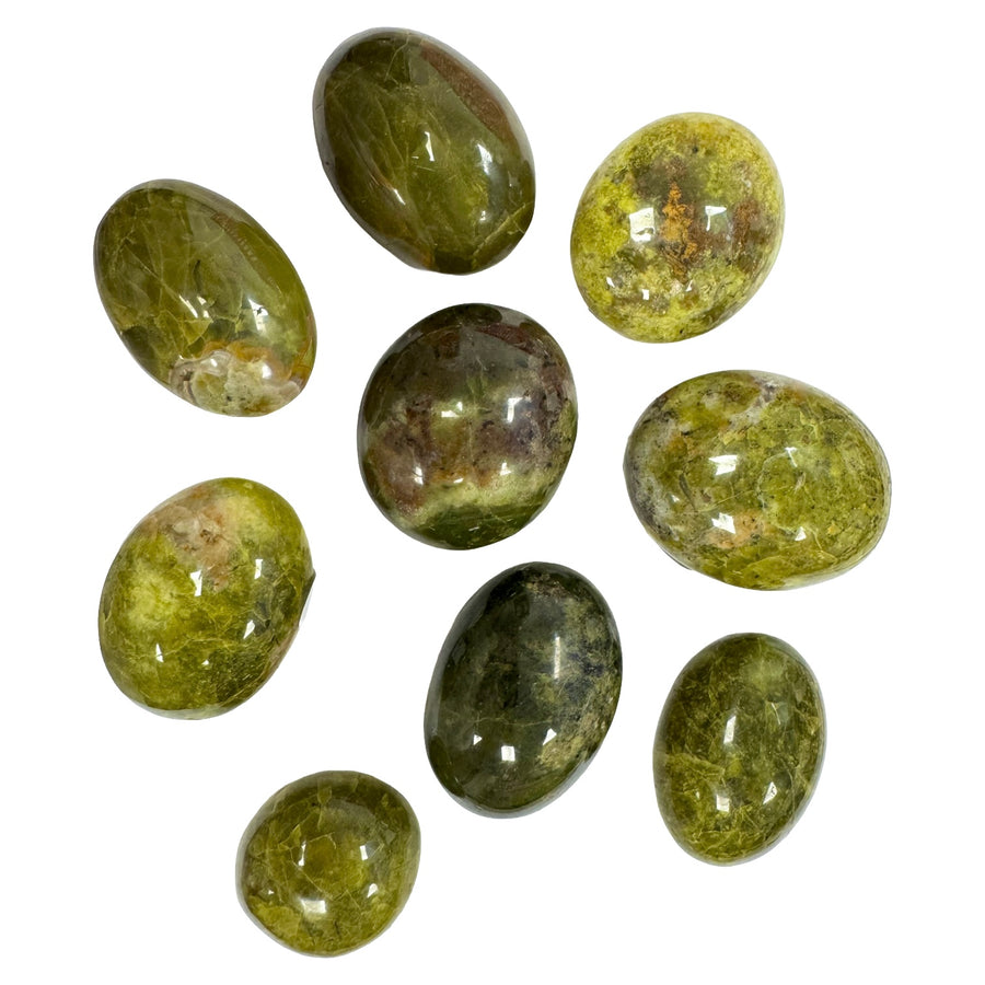 GeoFossils Kiwi Opal Galets – intuitively picked green opal palm stone for renewal, peace, and emotional healing. Hand-prepared in the UK.