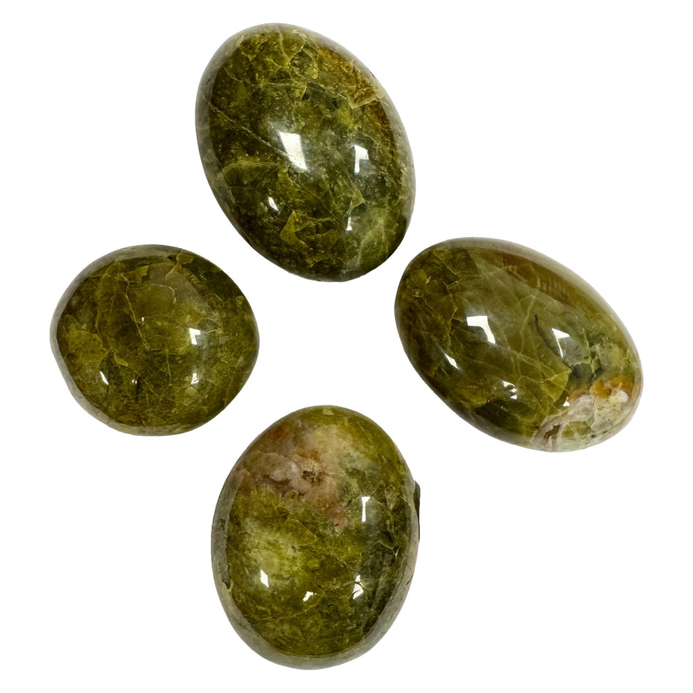GeoFossils Kiwi Opal Galets – intuitively picked green opal palm stone for renewal, peace, and emotional healing. Hand-prepared in the UK.