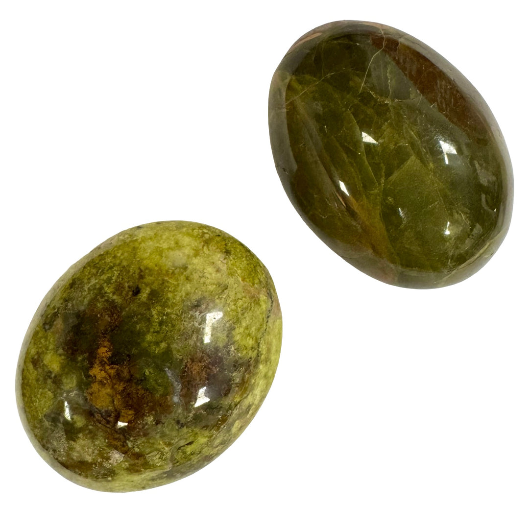 GeoFossils Kiwi Opal Galets – intuitively picked green opal palm stone for renewal, peace, and emotional healing. Hand-prepared in the UK.