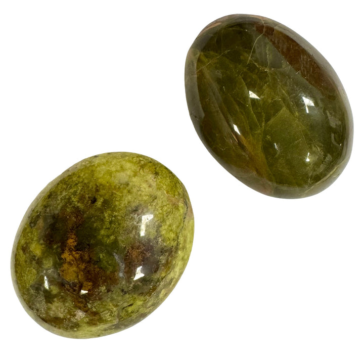 GeoFossils Kiwi Opal Galets – intuitively picked green opal palm stone for renewal, peace, and emotional healing. Hand-prepared in the UK.