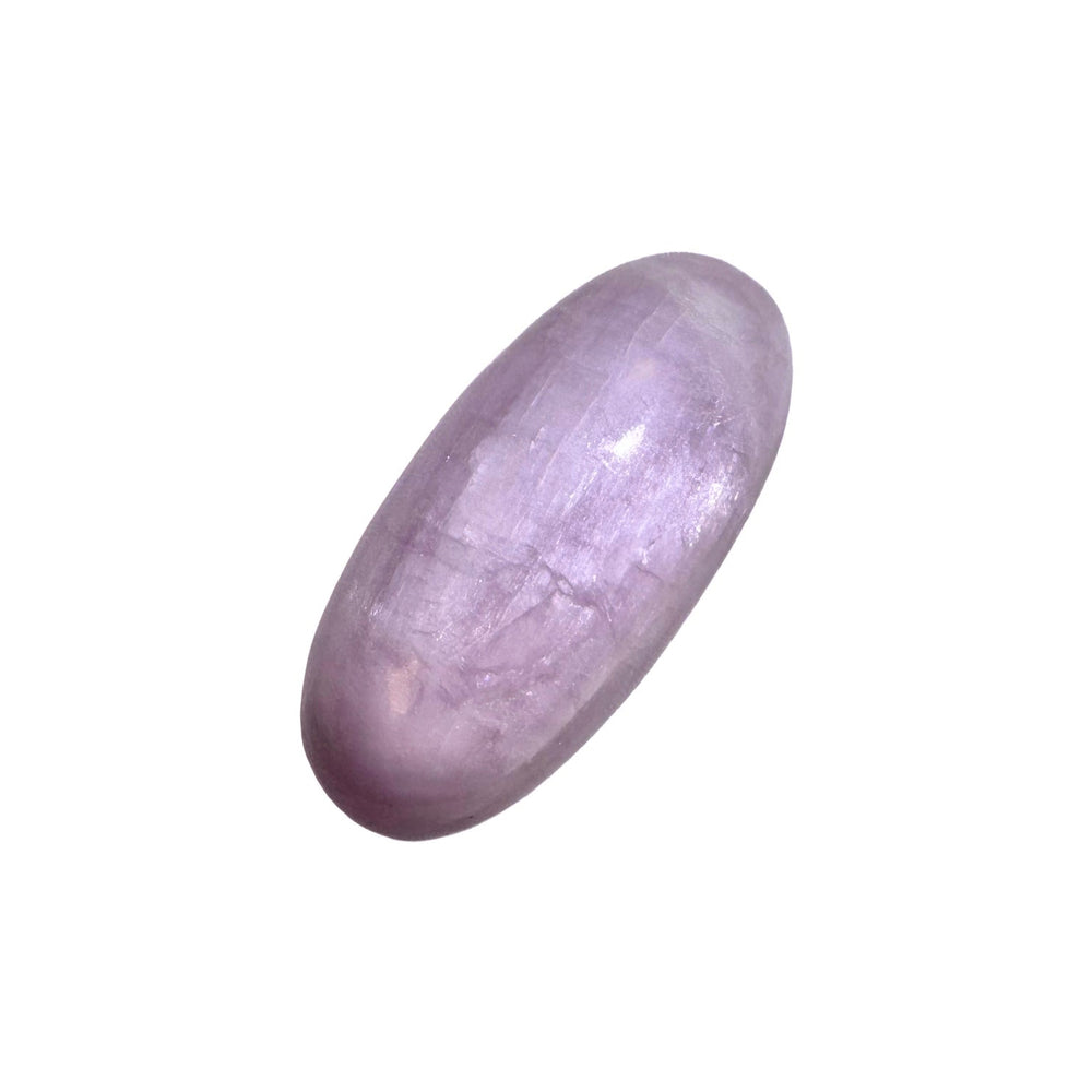 GeoFossils Kunzite Shiva Lingham 30mm – intuitively picked, polished lilac-pink crystal for love, emotional healing, and spiritual balance.