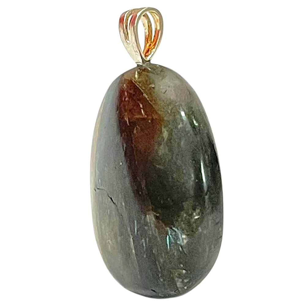 Labradorite pendant with flashes of blue and gold set in hallmarked sterling silver – crystal necklace for intuition, transformation and energetic protection
