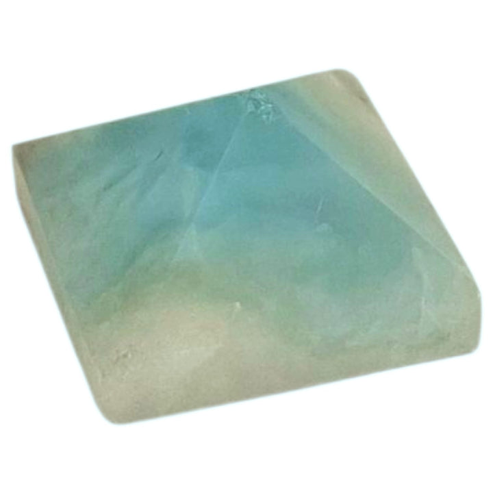 Larimar pyramid with polished blue surface and white marbling – spiritual energy tool