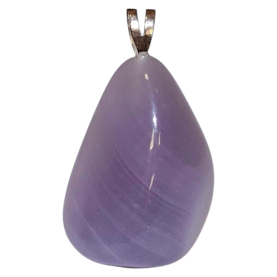 Lavender Chalcedony pendant with soft violet tones set in hallmarked sterling silver – crystal necklace for emotional healing, clarity, and inner peace