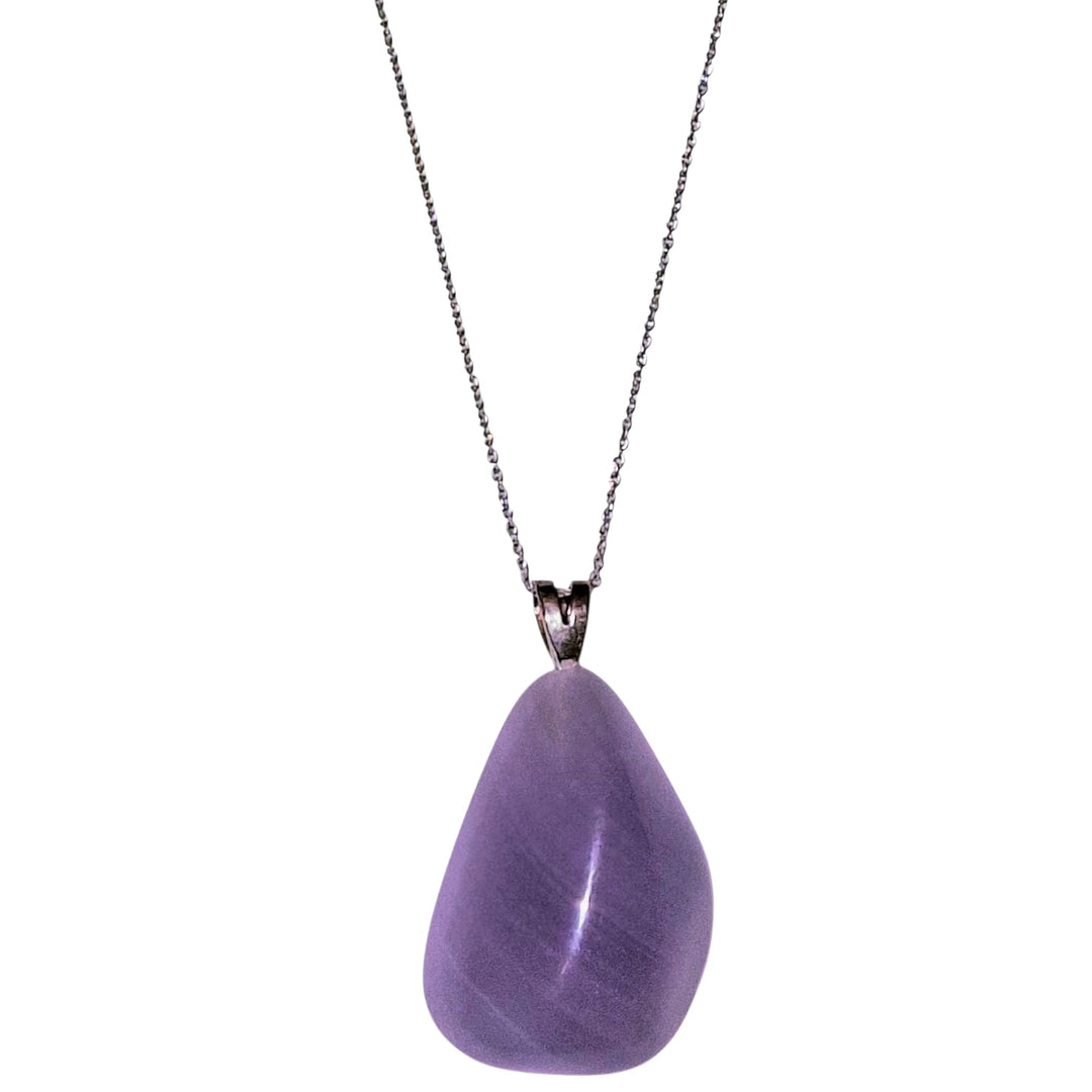 Lavender Chalcedony pendant with soft violet tones set in hallmarked sterling silver – crystal necklace for emotional healing, clarity, and inner peace