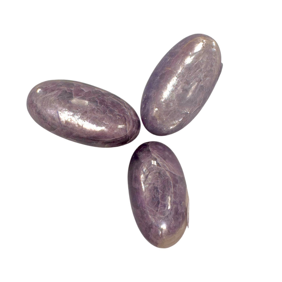 GeoFossils Lepidolite Shiva Lingham 25–35mm – intuitively picked, polished lilac mica crystal for calm, emotional healing, and balance.