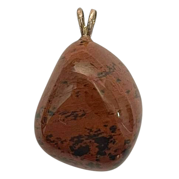 Mahogany Obsidian pendant with red and black mottled tones set in hallmarked sterling silver – crystal necklace for grounding, strength and emotional resilience