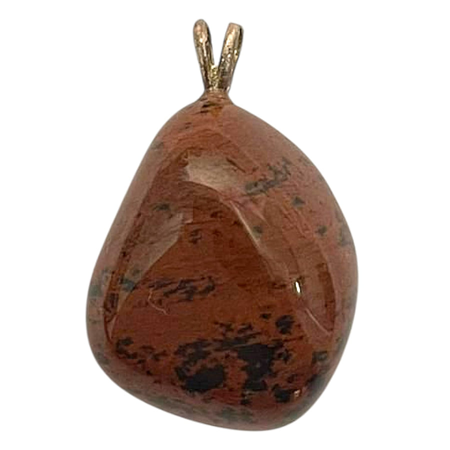 Mahogany Obsidian pendant with red and black mottled tones set in hallmarked sterling silver – crystal necklace for grounding, strength and emotional resilience
