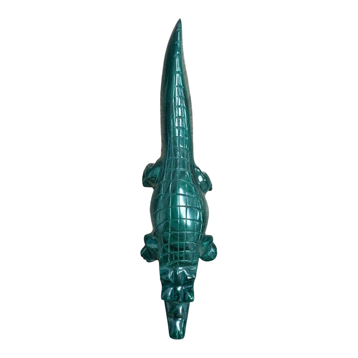 Hand carved Malachite crocodile crystal from the Democratic Republic of Congo
