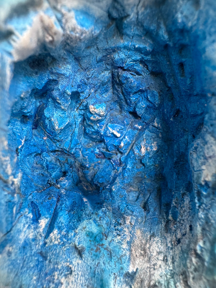 Electric blue Malachite and Chrysocolla cave formation with natural crystal interior
