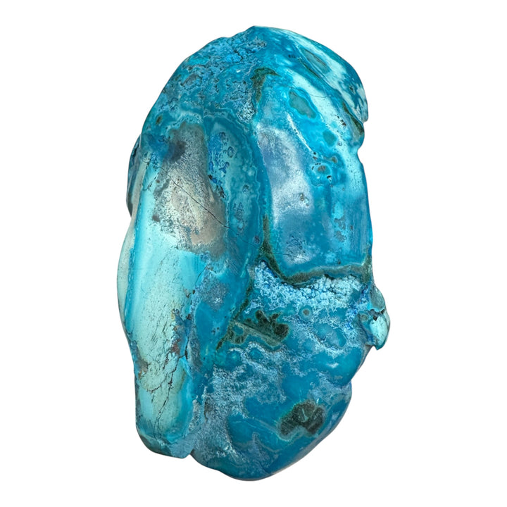 Luxury Malachite cave display piece with natural botryoidal copper mineral textures
