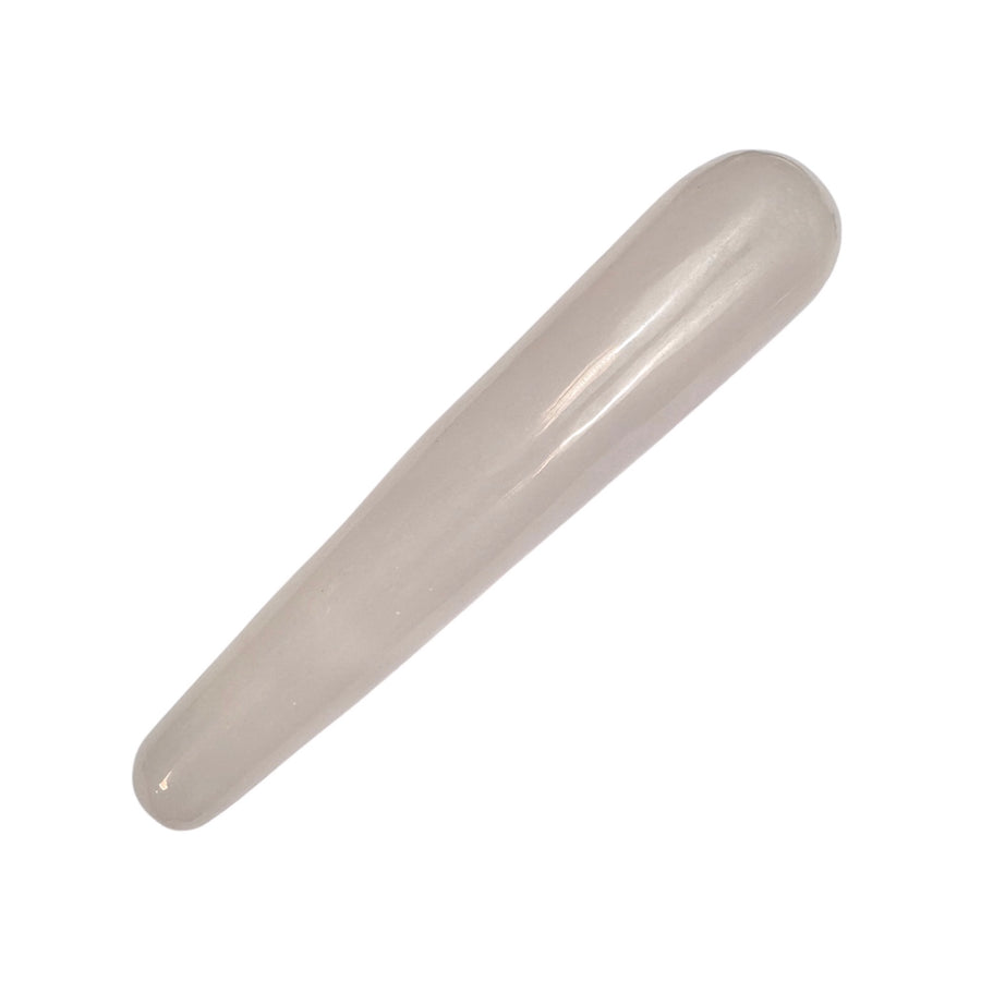 GeoFossils Smooth Mangano Calcite Massage Wand – soft pink crystal wand for grief healing, emotional support and heart chakra nurturing
