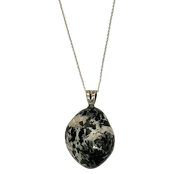 Mani Stone pendant with natural or inscribed markings set in hallmarked sterling silver – crystal necklace for peace, devotion and spiritual protection