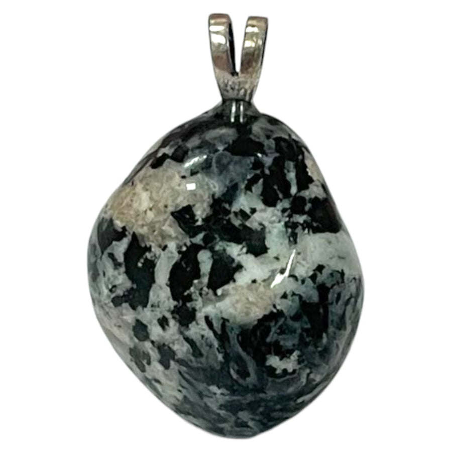 Mani Stone pendant with natural or inscribed markings set in hallmarked sterling silver – crystal necklace for peace, devotion and spiritual protection