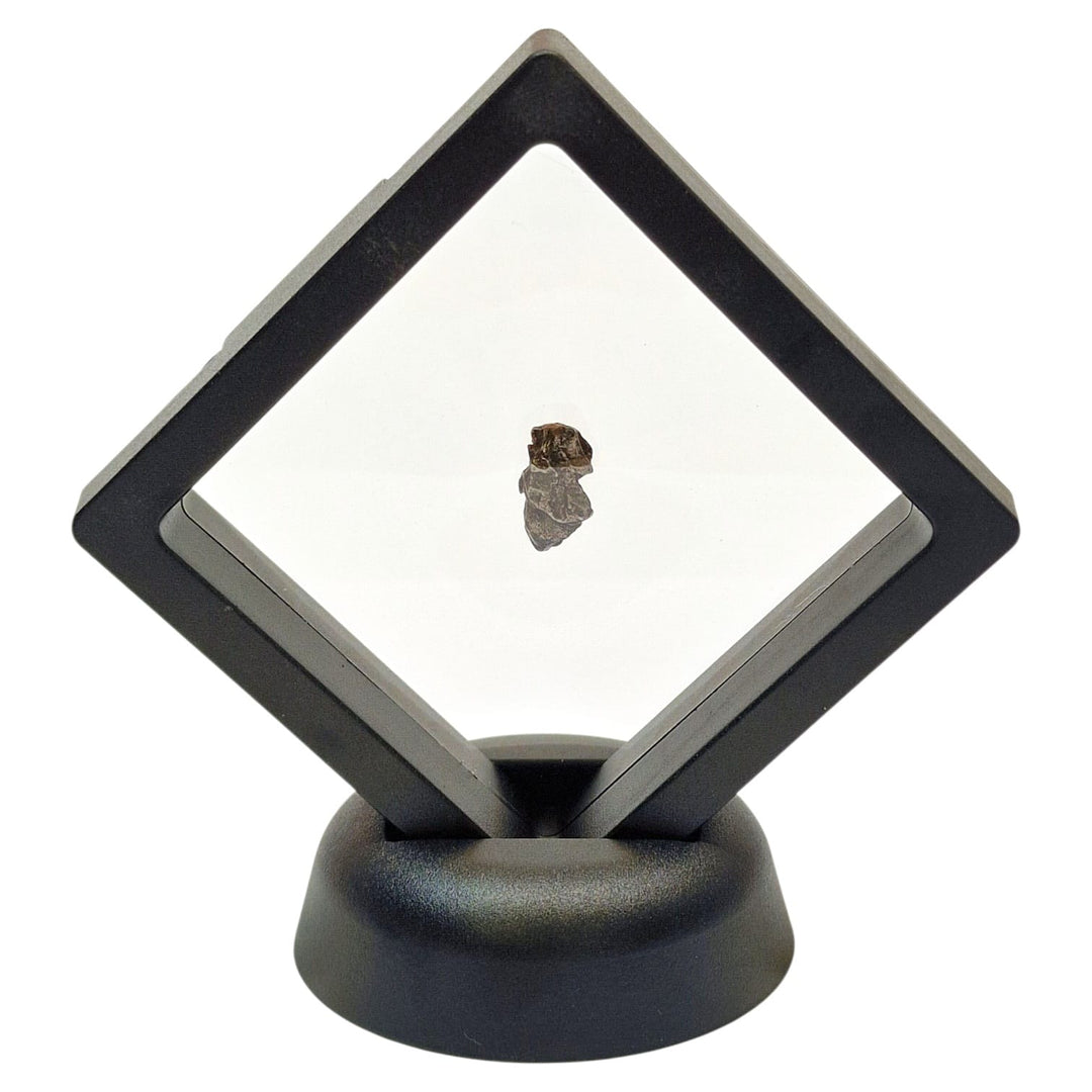GeoFossils Small Campo del Cielo Meteorite – Authentic Iron-Nickel Fragment from Argentina displayed in Black Floating Cube
