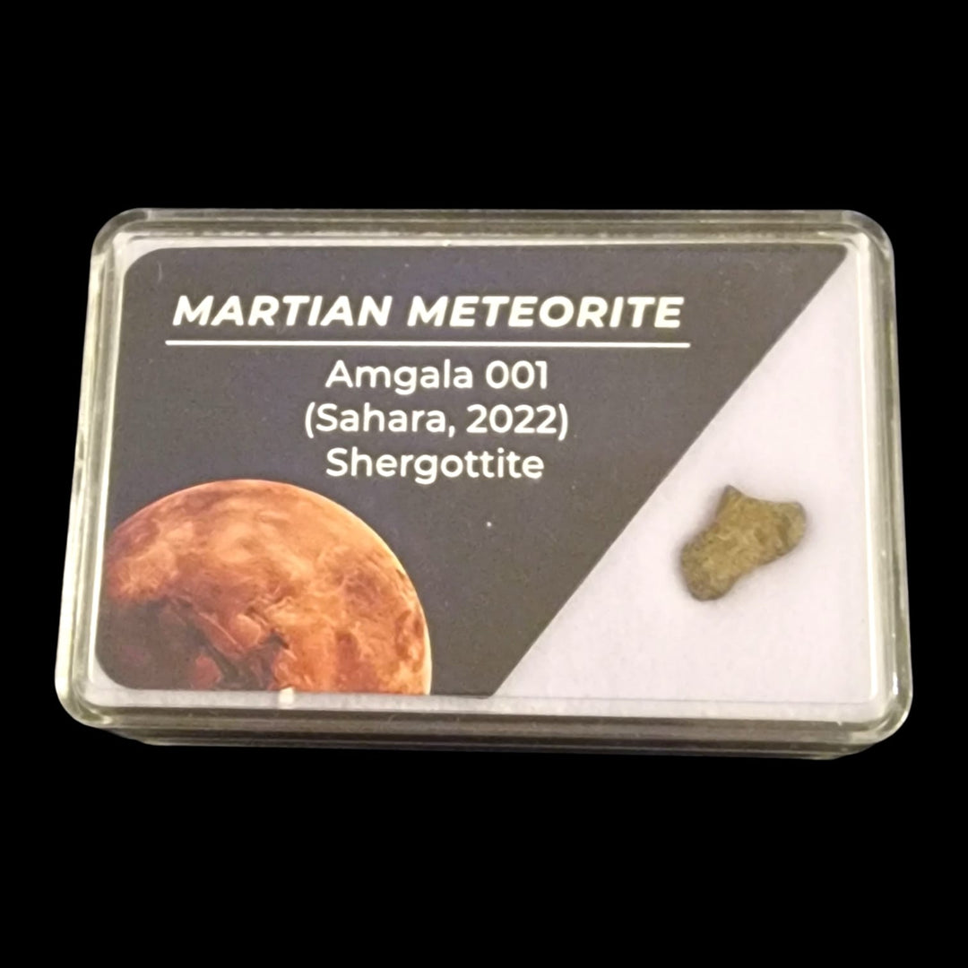 Martian Meteorite Amgala 001, Sahara 2022, Shergottite, Mars meteorite, certified specimen, fusion crust, IMCA certified, GMA, The Meteoritical Society