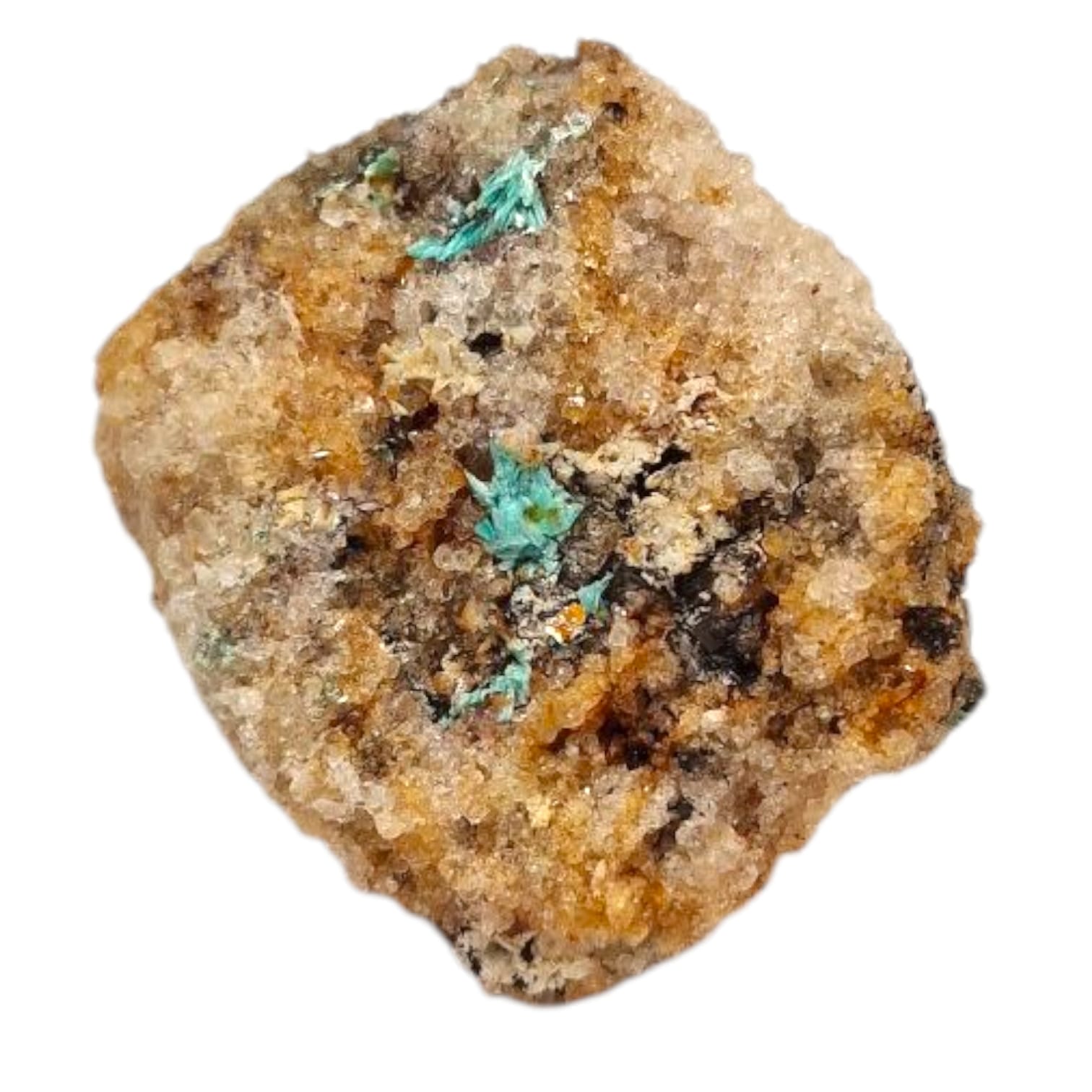 GeoFossils Aurichalcite Mineral Specimen from Wapping Mine, Matlock Bath – showing fibrous pale blue sprays on matrix.
