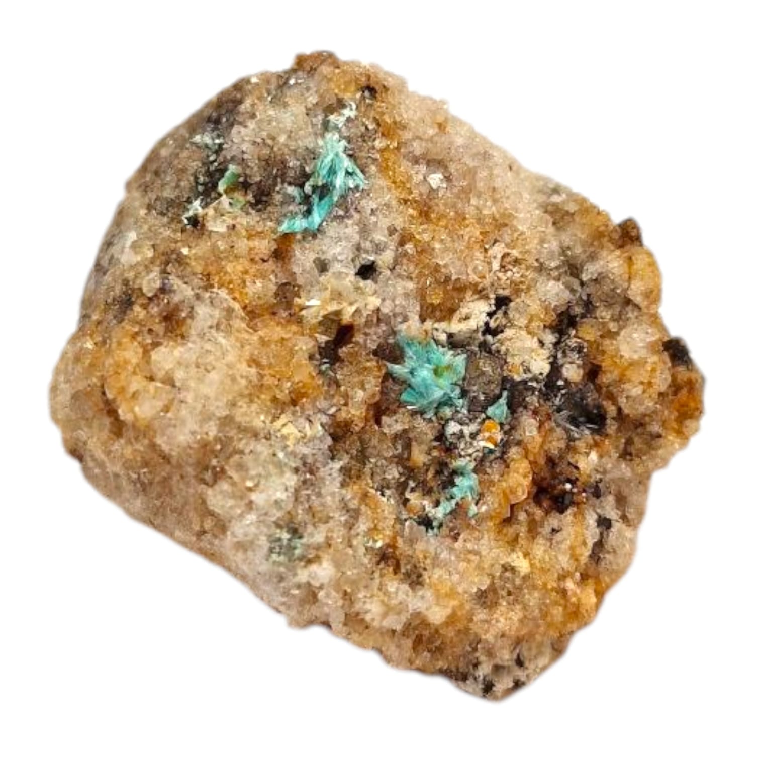 GeoFossils Aurichalcite Mineral Specimen from Wapping Mine, Matlock Bath – showing fibrous pale blue sprays on matrix.