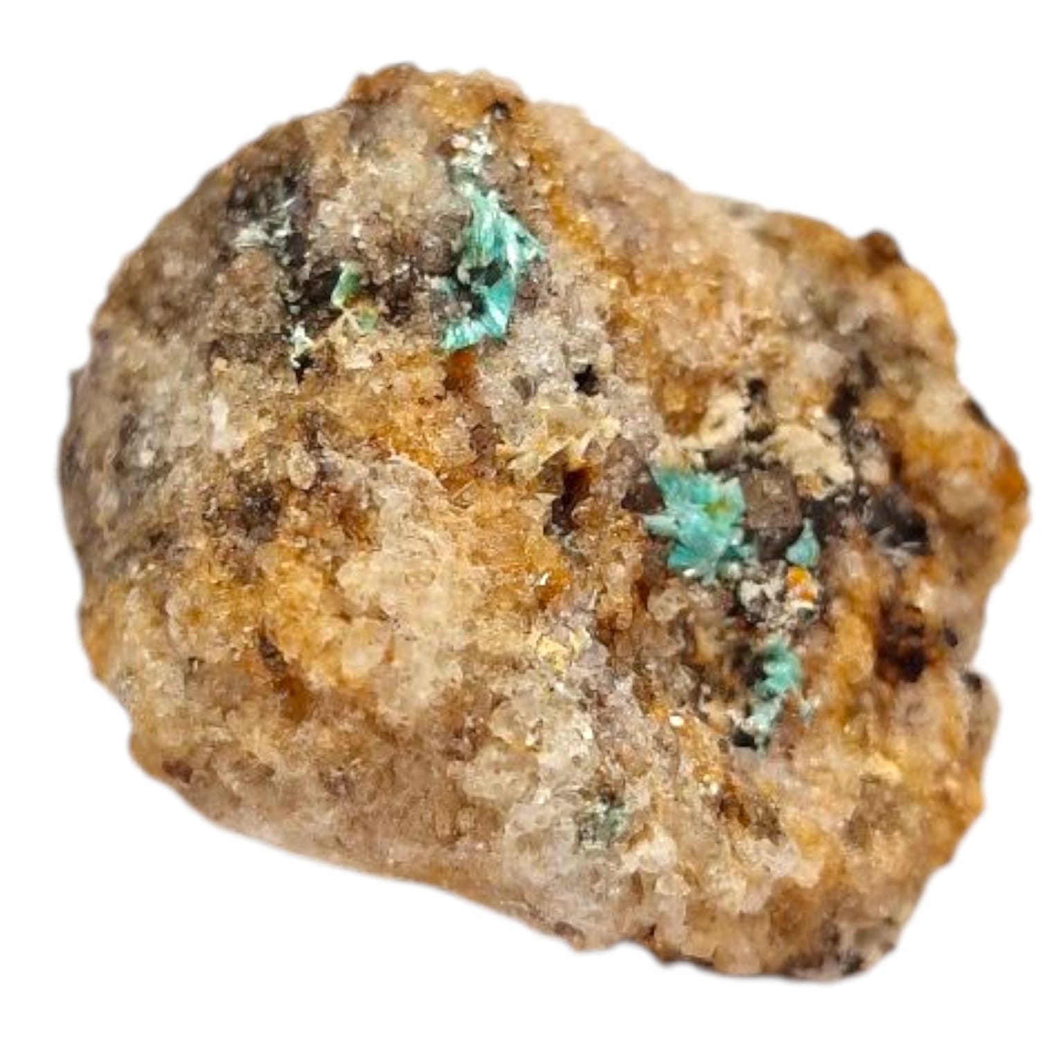 GeoFossils Aurichalcite Mineral Specimen from Wapping Mine, Matlock Bath – showing fibrous pale blue sprays on matrix.