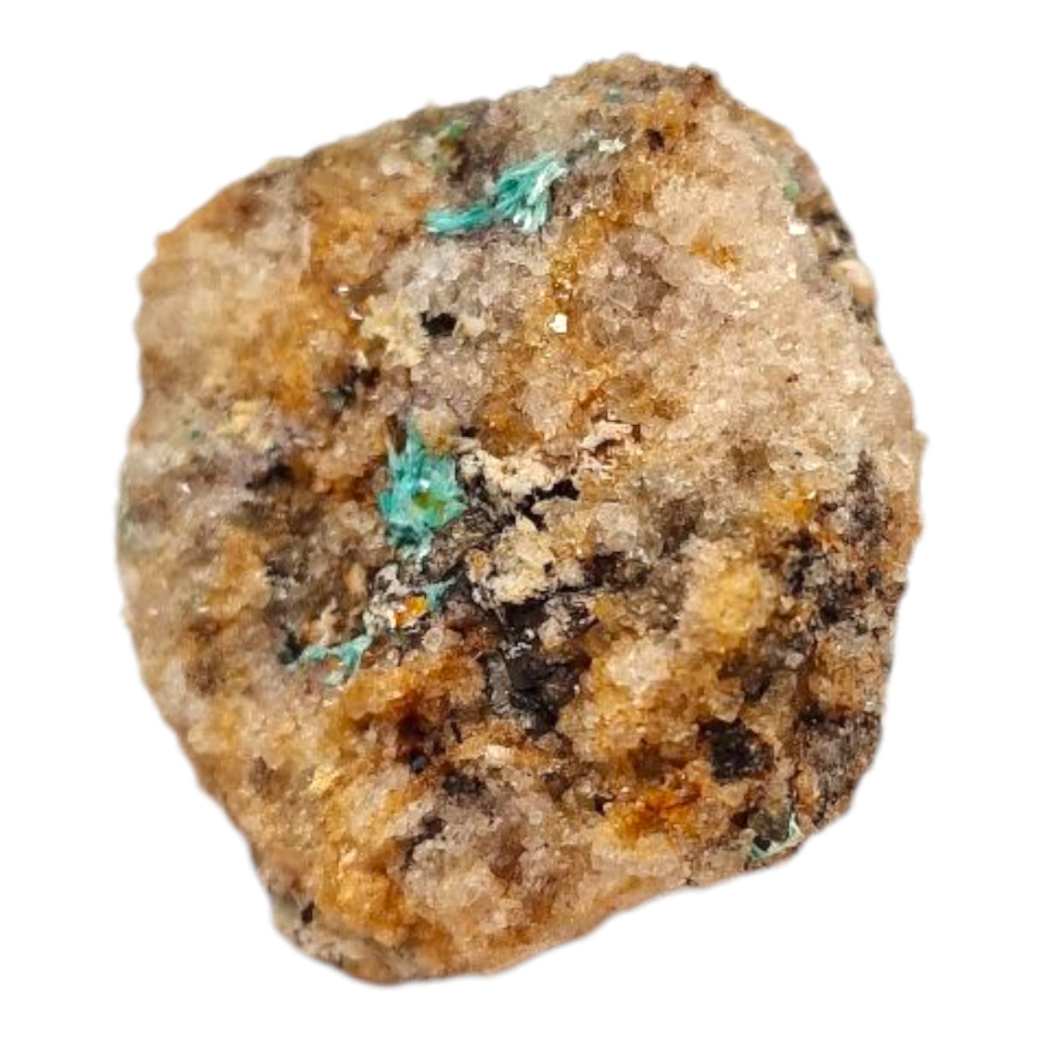 GeoFossils Aurichalcite Mineral Specimen from Wapping Mine, Matlock Bath – showing fibrous pale blue sprays on matrix.