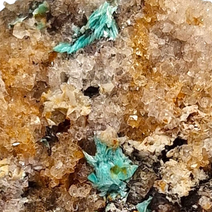 GeoFossils Aurichalcite Mineral Specimen from Wapping Mine, Matlock Bath – showing fibrous pale blue sprays on matrix.