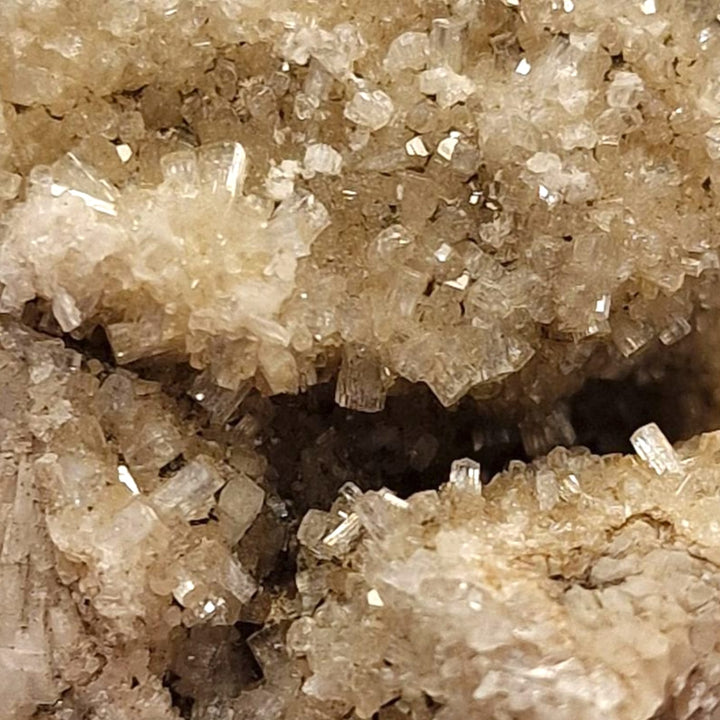 GeoFossils Brewsterite Mineral Specimen from Whitesmith Mine, Strontian – featuring soft, radiating strontium-rich crystals with a pearly lustre.
