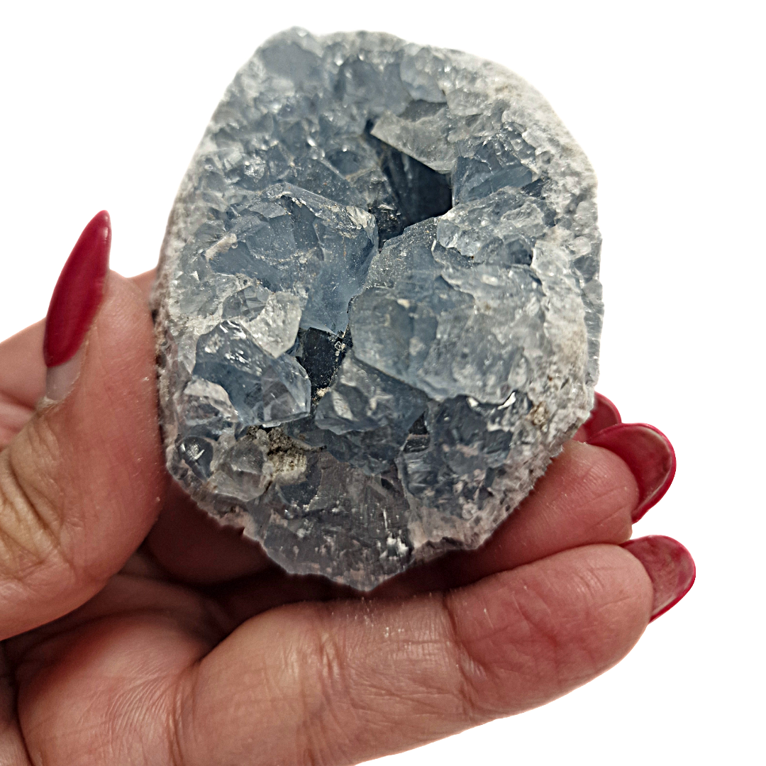 GeoFossils Celestite crystal detail showing sparkle and clarity