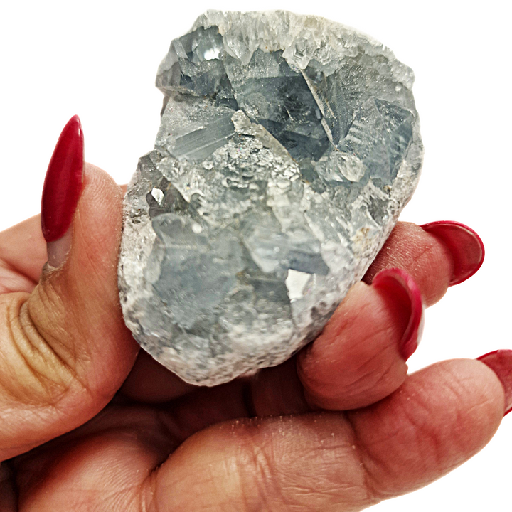 GeoFossils Celestite mineral specimen natural geode crystal display