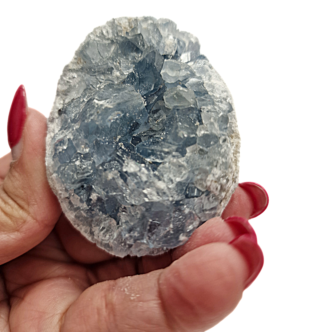 GeoFossils Celestite cluster natural mineral formation on matrix