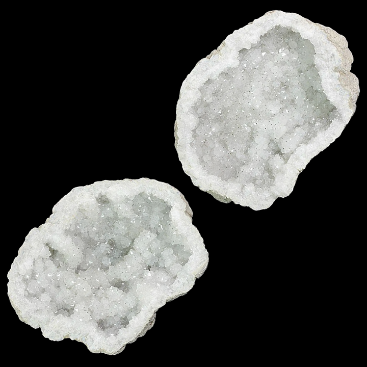 Crystal Quartz Geode with druzy clusters and rough outer shell