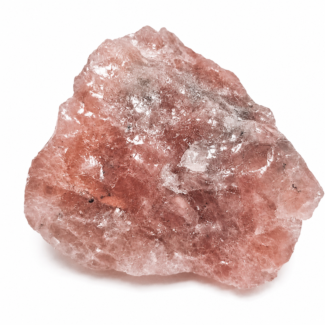 GeoFossils rare Guava Quartz mineral displaying coral and cream natural tones.