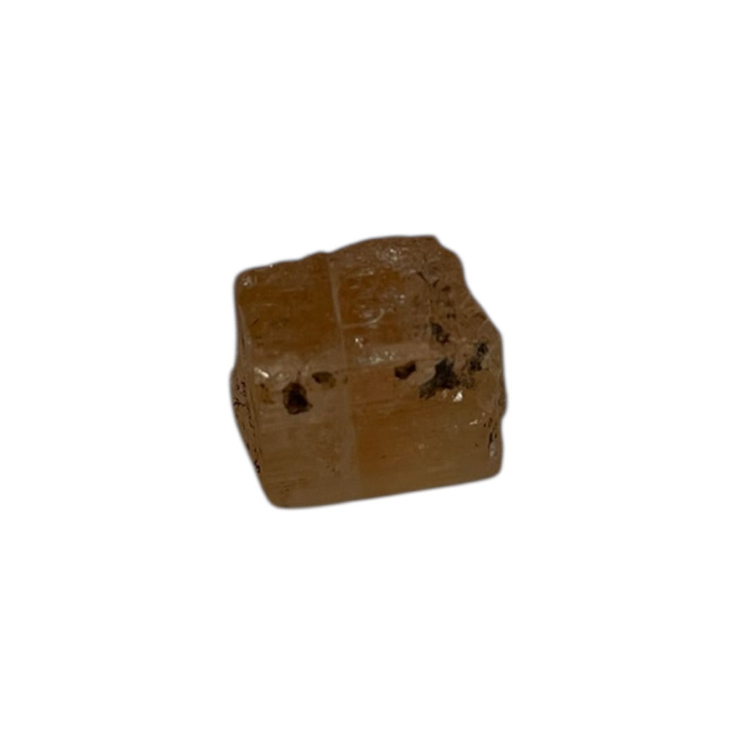 GeoFossils Golden-orange Imperial Topaz mineral crystal with natural terminations, prized for manifesting abundance, personal willpower, and solar plexus energy in crystal healing.