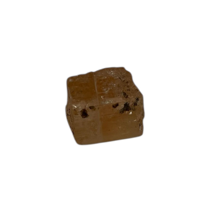 GeoFossils Golden-orange Imperial Topaz mineral crystal with natural terminations, prized for manifesting abundance, personal willpower, and solar plexus energy in crystal healing.