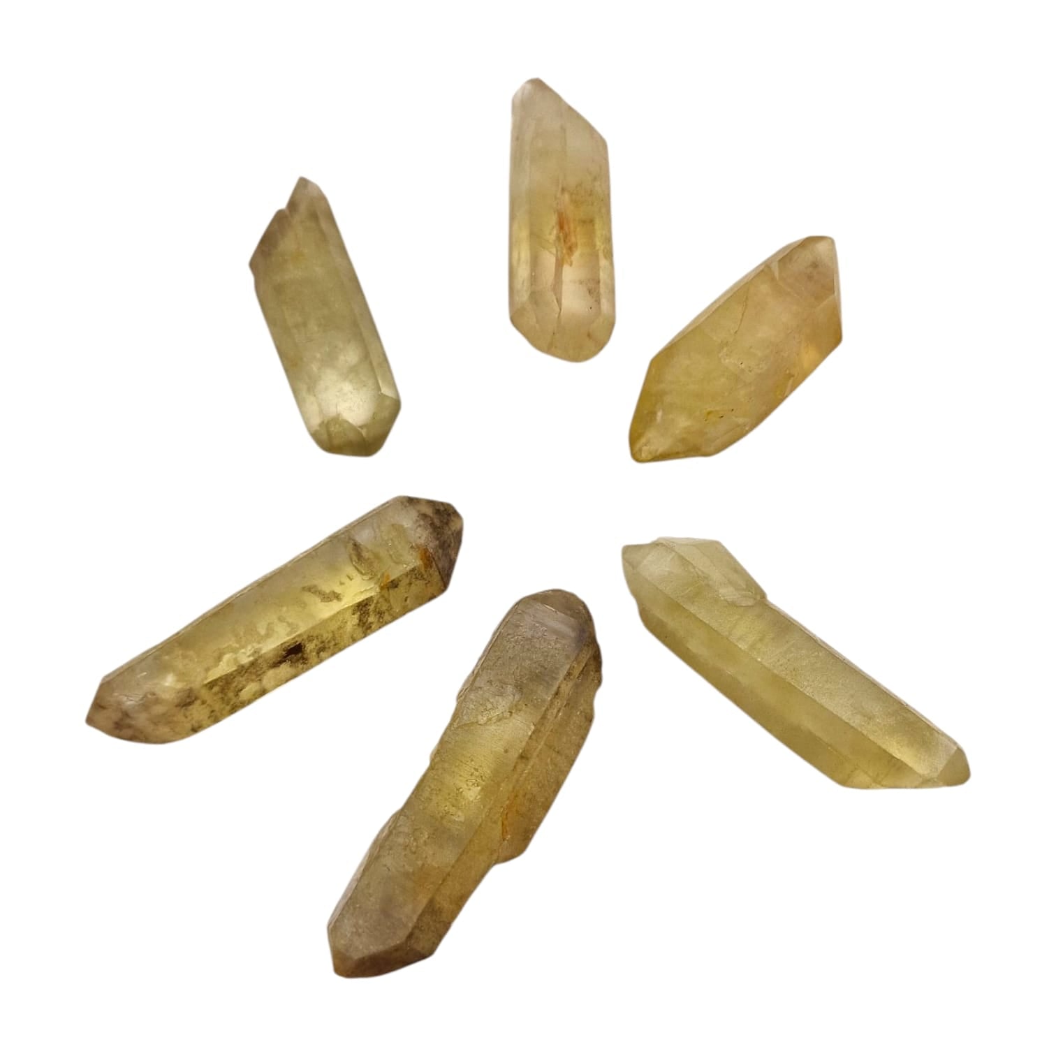 GeoFossils Natural Citrine Points from Russia, raw golden crystals for abundance, clarity, and manifestation energy.