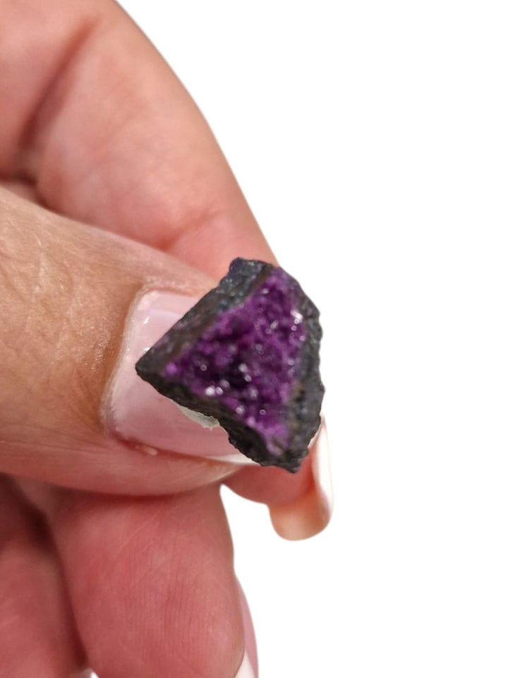 GeoFossils Crystalline Kammererite specimen with deep reddish-purple lustrous crystals from Muğla Province, Turkey – rare chlorite group mineral for collectors.