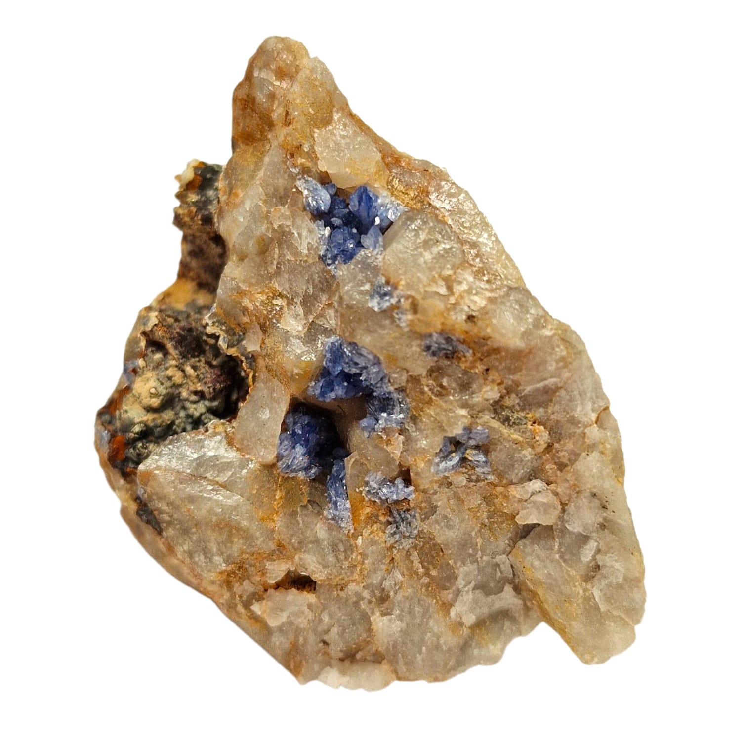 GeoFossils Scorodite Mineral Specimen from Hemerdon Bal, Devon – showing blue-green microcrystals on matrix with iridescent sparkle.