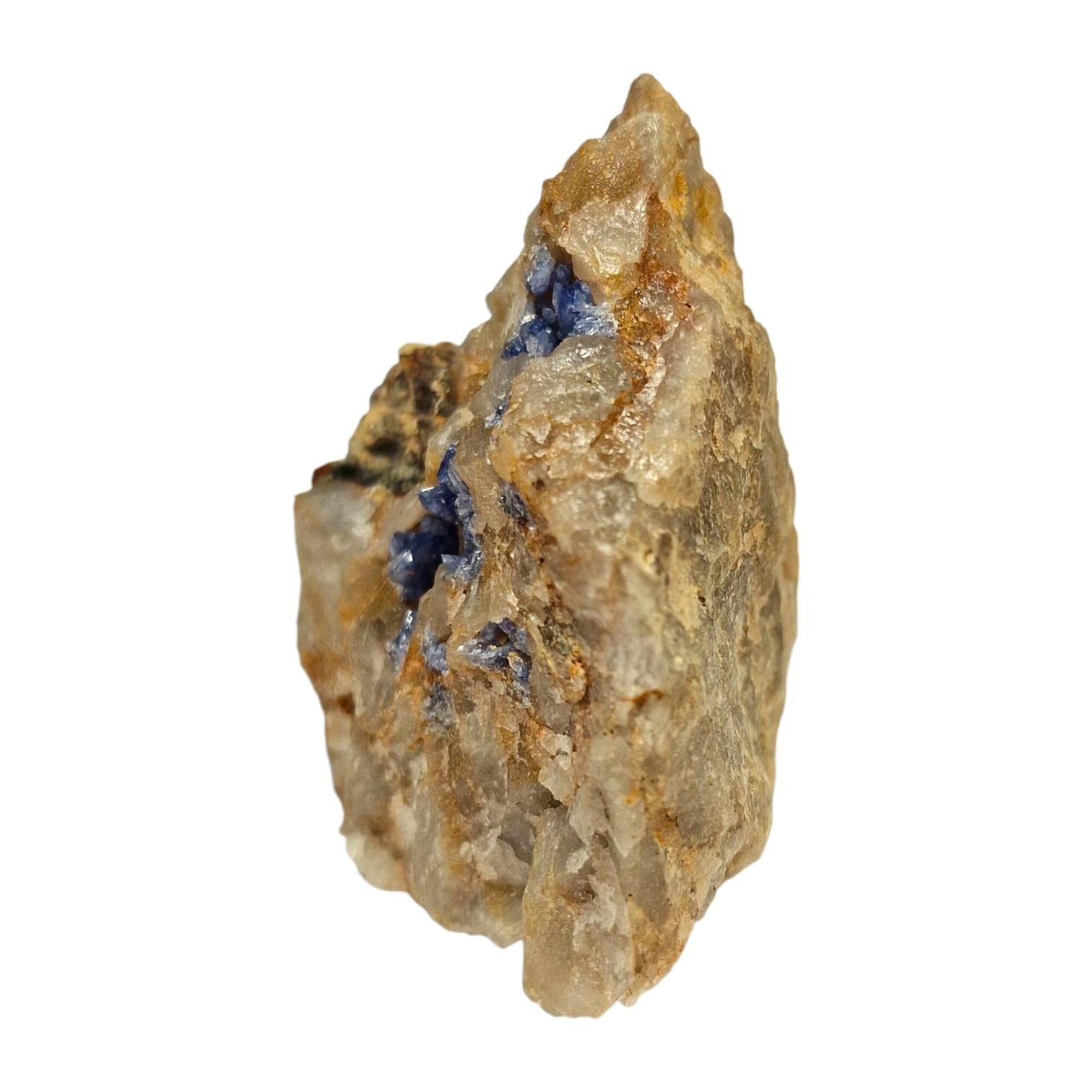 GeoFossils Scorodite Mineral Specimen from Hemerdon Bal, Devon – showing blue-green microcrystals on matrix with iridescent sparkle.